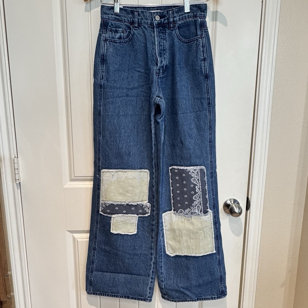 PAC SUN Baggy Flare Jeans Y2K Patchwork Women's Sz 25